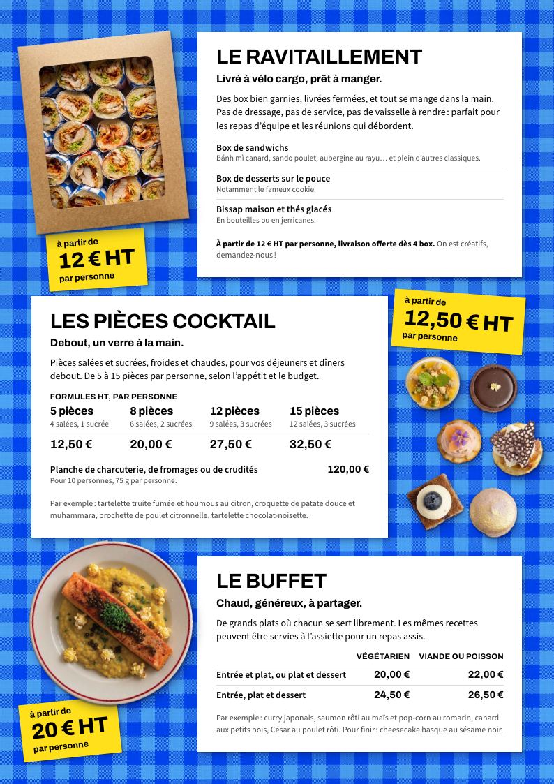 Page 3 : les trois formats traiteur et leurs tarifs